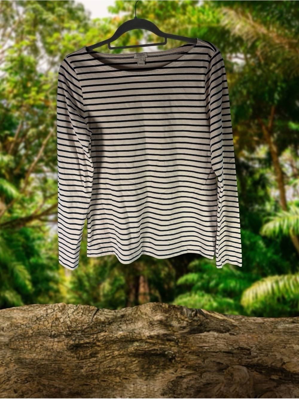 J. Crew Women’s Navy Beige Striped Nautical Coastal Long Sleeve Shirt Medium